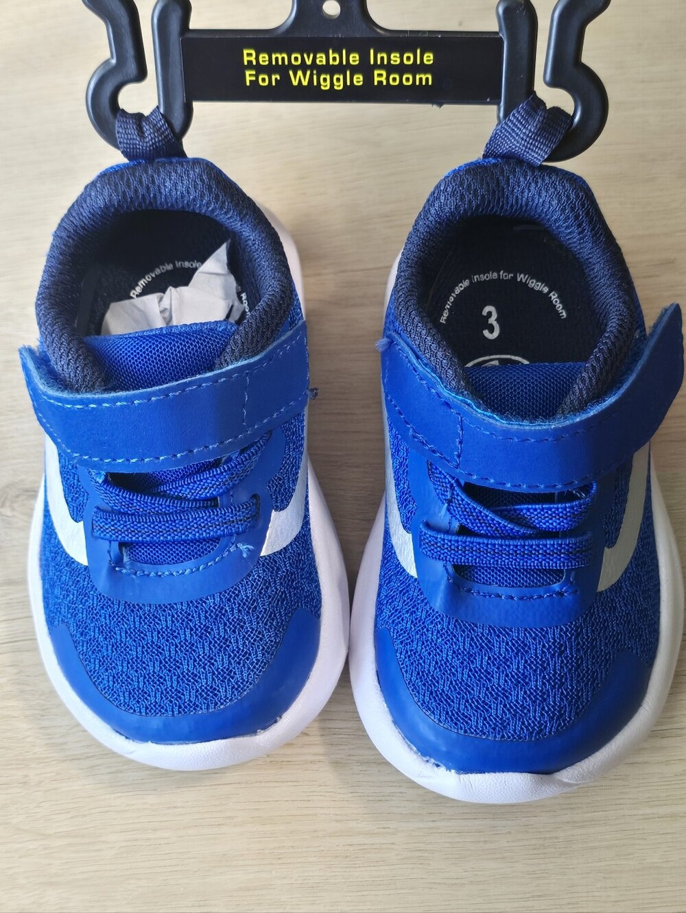 New Baby Sneakers Size 3 Blue Lightweight Hook & Loop Shoes
